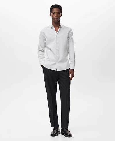 Mango Men's Regular-Fit Striped Cotton Shirt