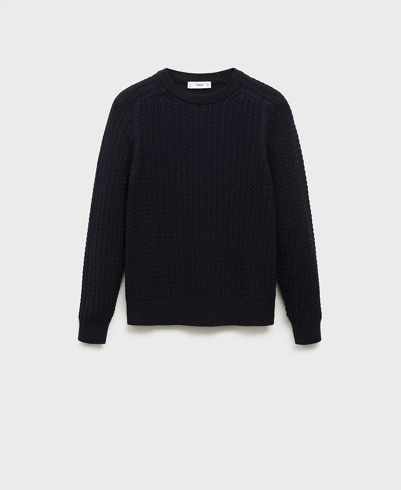 Mango Men's Cotton Braided Sweater