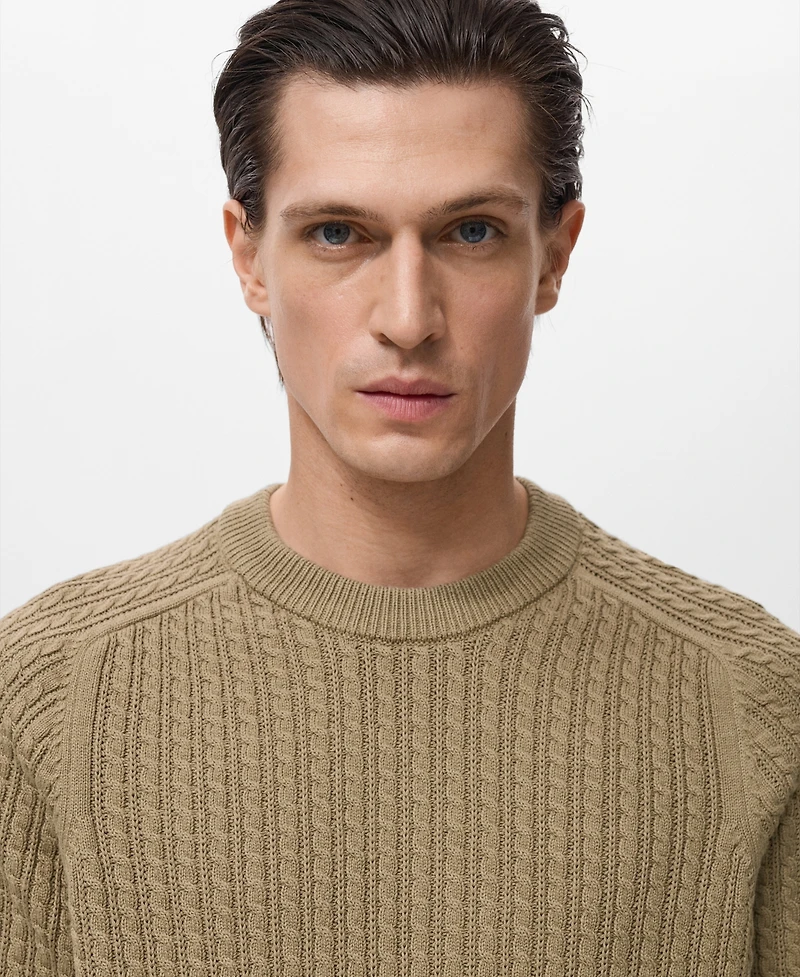 Mango Men's Cotton Braided Sweater