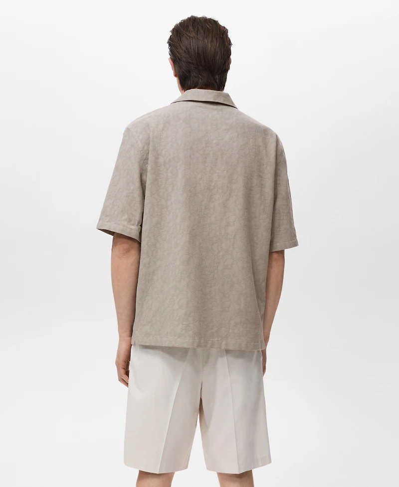 Mango Men's Embroidered Cotton Shirt