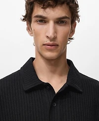 Mango Men's Textured Knitted Polo Shirt