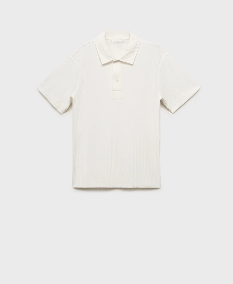 Mango Men's Textured Knitted Polo Shirt