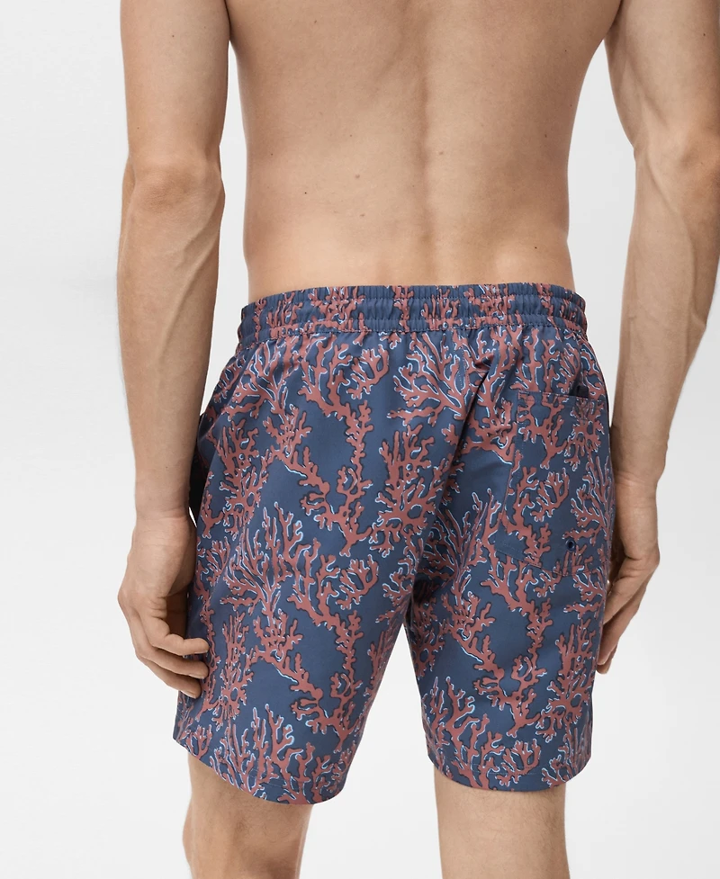 Mango Men's Coral Print Swimsuit