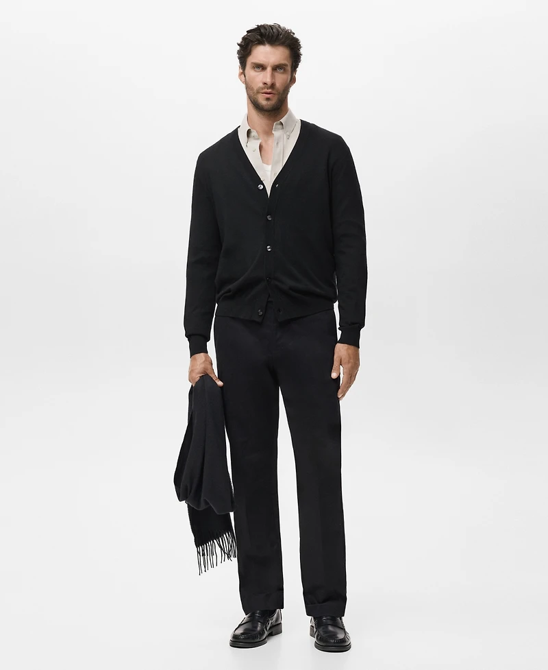 Mango Men's Merino Wool Cardigan