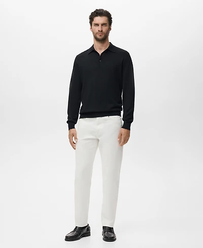 Mango Men's Wool Knitted Polo Sweater