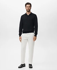 Mango Men's Wool Knitted Polo Sweater
