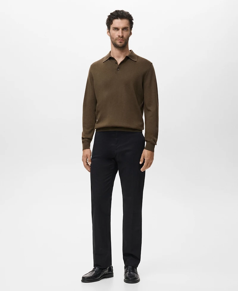 Mango Men's Wool Knitted Polo Sweater