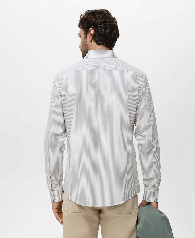 Mango Men's Regular Fit Striped Cotton Shirt