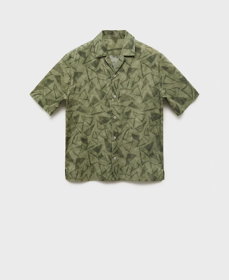 Mango Men's Printed Bowling Shirt