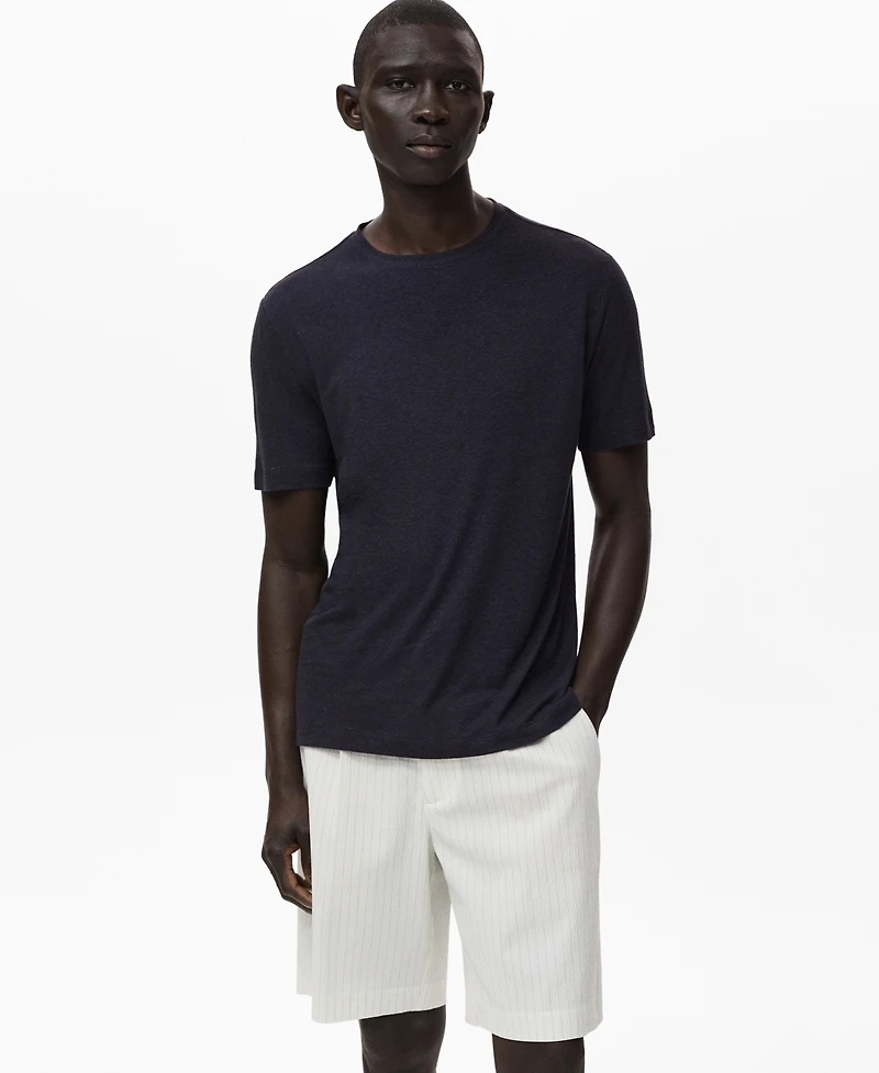 Mango Men's Linen Slim-Fit T-Shirt