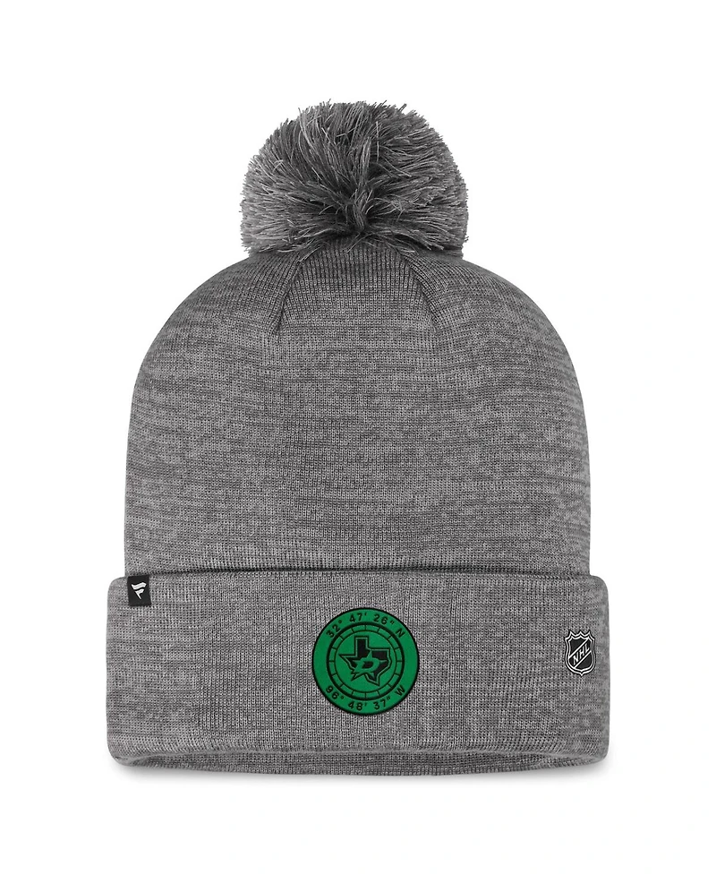 Fanatics Men's Gray Dallas Stars Authentic Pro Home Ice Pom with Cuffed Knit Hat