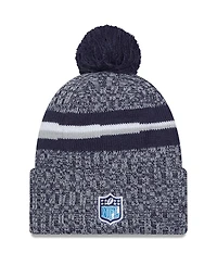 New Era Men's Navy Tennessee Titans 2023 Sideline Pom with Cuffed Knit Hat