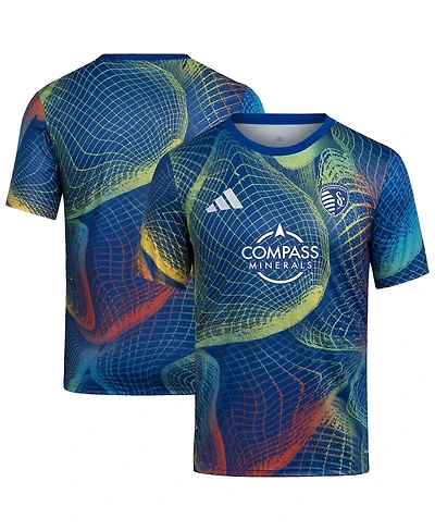 Adidas Big Boys and Girls Blue Sporting Kansas City 2025 United We Play Aeroready Pre-Match Jersey