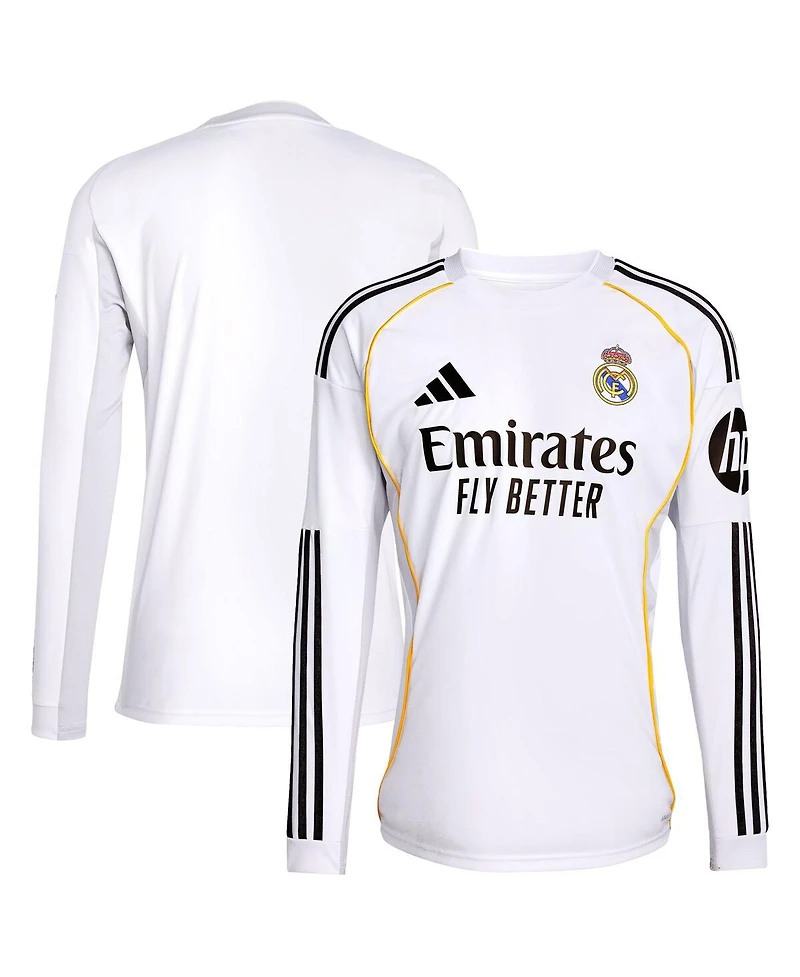 Adidas Men's White Real Madrid 2025/26 Home Replica Long Sleeve Jersey