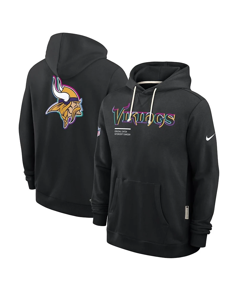Nike Men's Black Minnesota Vikings 2025 Nfl Crucial Catch Sideline Standard Issue Dri-fit Hoodie