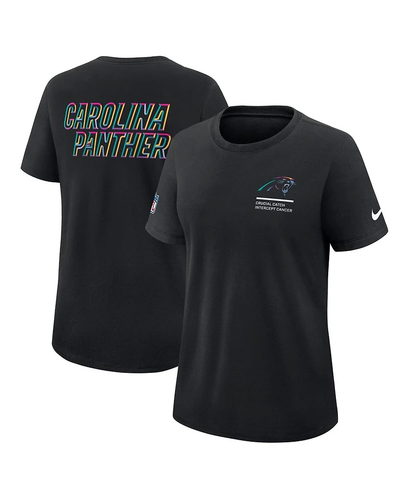 Nike Women's Black Carolina Panthers 2025 Nfl Crucial Catch Tri-Blend Dri-fit T-Shirt