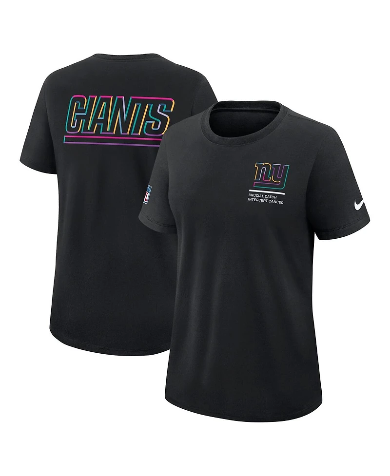Nike Women's Black New York Giants 2025 Nfl Crucial Catch Tri-Blend Dri-fit T-Shirt