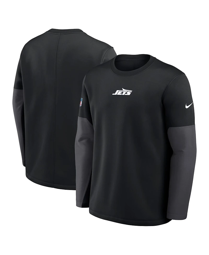 Nike Men's Black New York Jets Sideline Scripted to Win Performance Long Sleeve T-Shirt