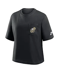 Nike Women's Black New Orleans Saints Rewind Pocket Boxy T-Shirt