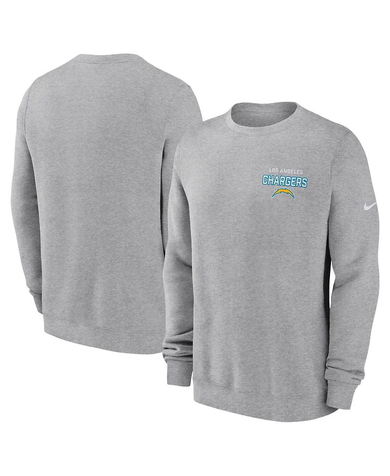 Nike Men's Heather Gray Los Angeles Chargers Primetime Club Fleece Pullover Sweatshirt