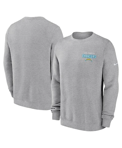 Nike Men's Heather Gray Los Angeles Chargers Primetime Club Fleece Pullover Sweatshirt