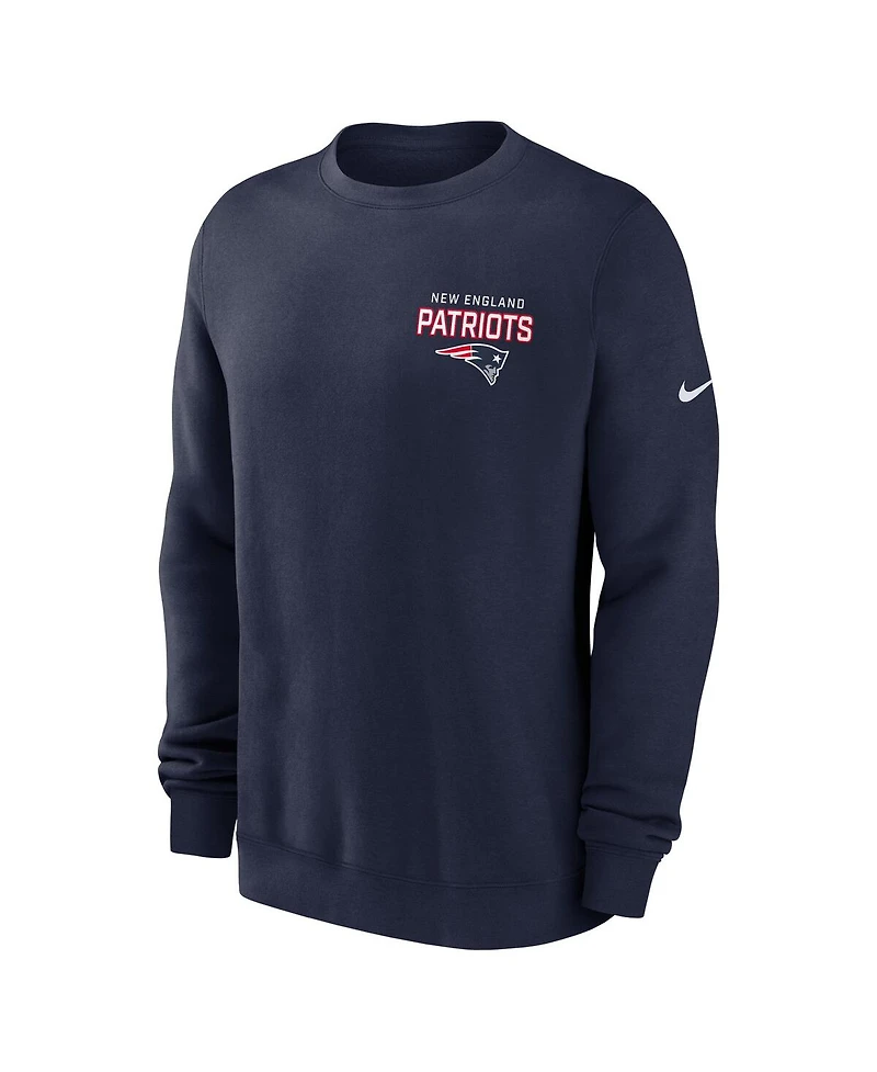 Nike Men's Navy New England Patriots Primetime Club Fleece Pullover Sweatshirt