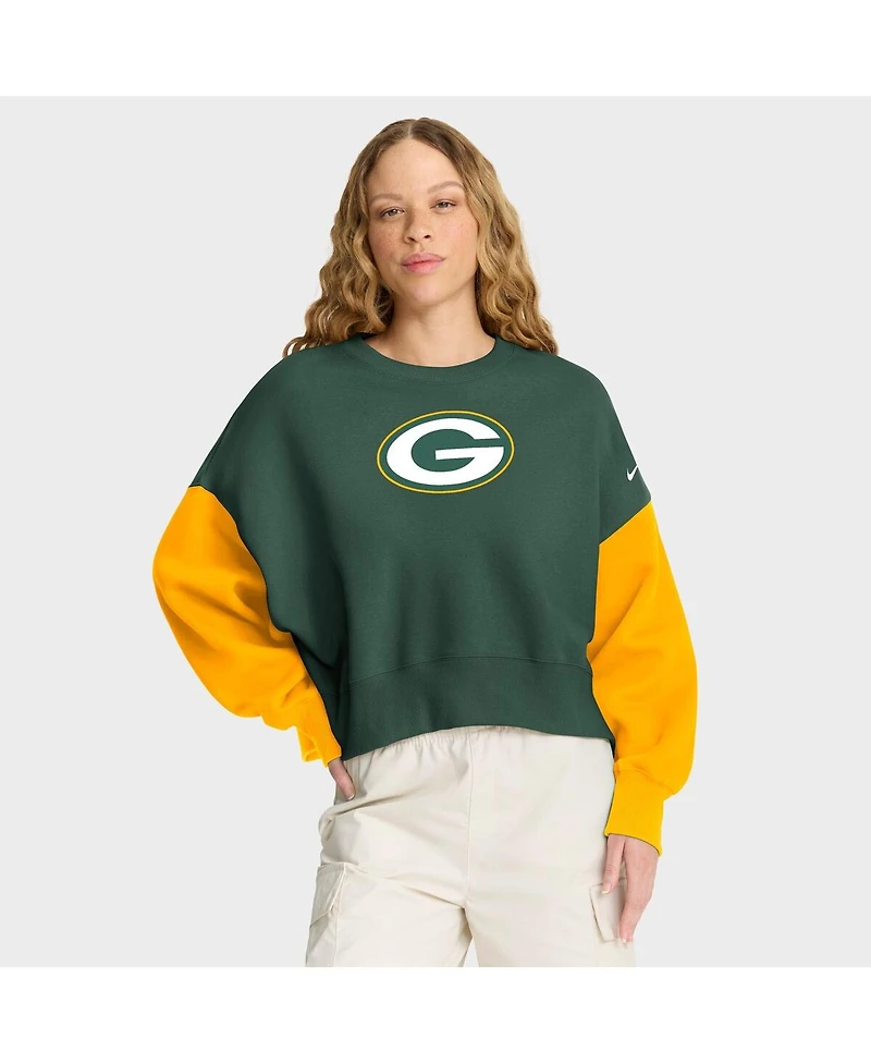 Nike Women's Green Bay Packers Oversized Color Block Pullover Sweatshirt