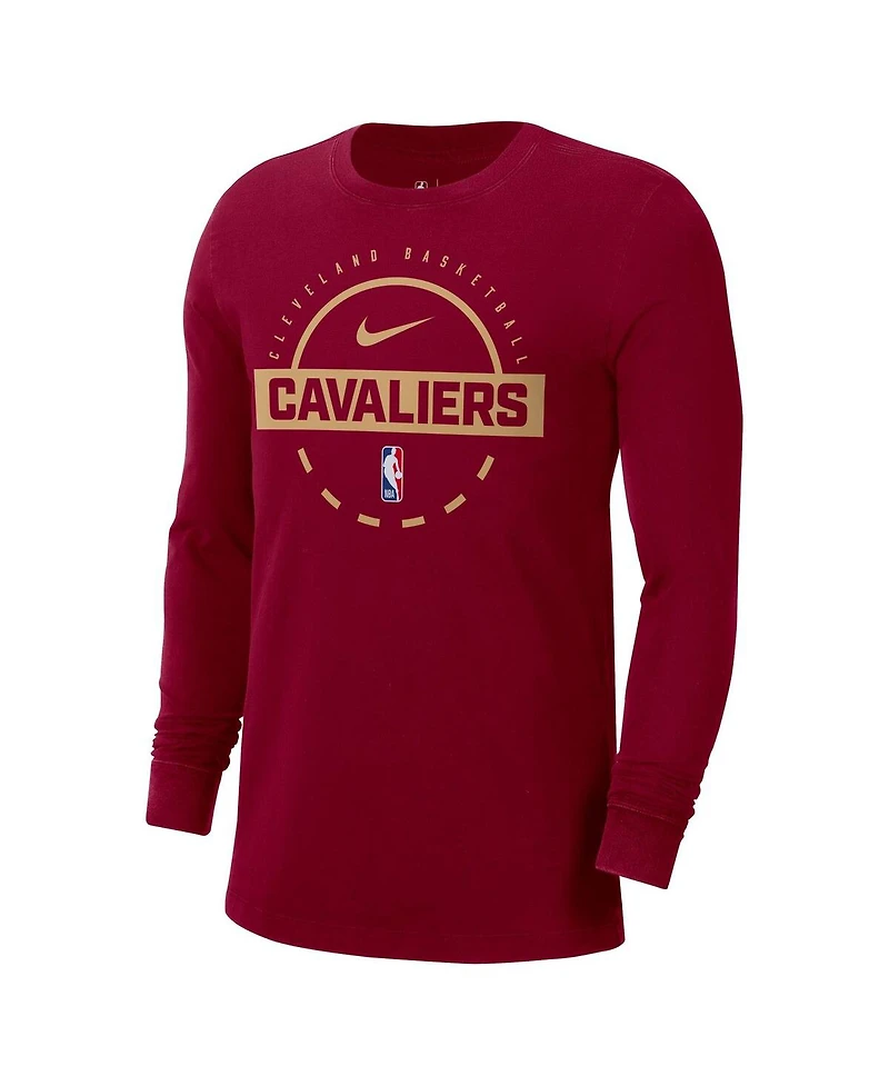Nike Men's Wine Cleveland Cavaliers Authentic Long Sleeve Practice T-Shirt