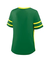 Fanatics Women's Green/Yellow Oregon Ducks Be Fearless Athena Lace-Up T-Shirt