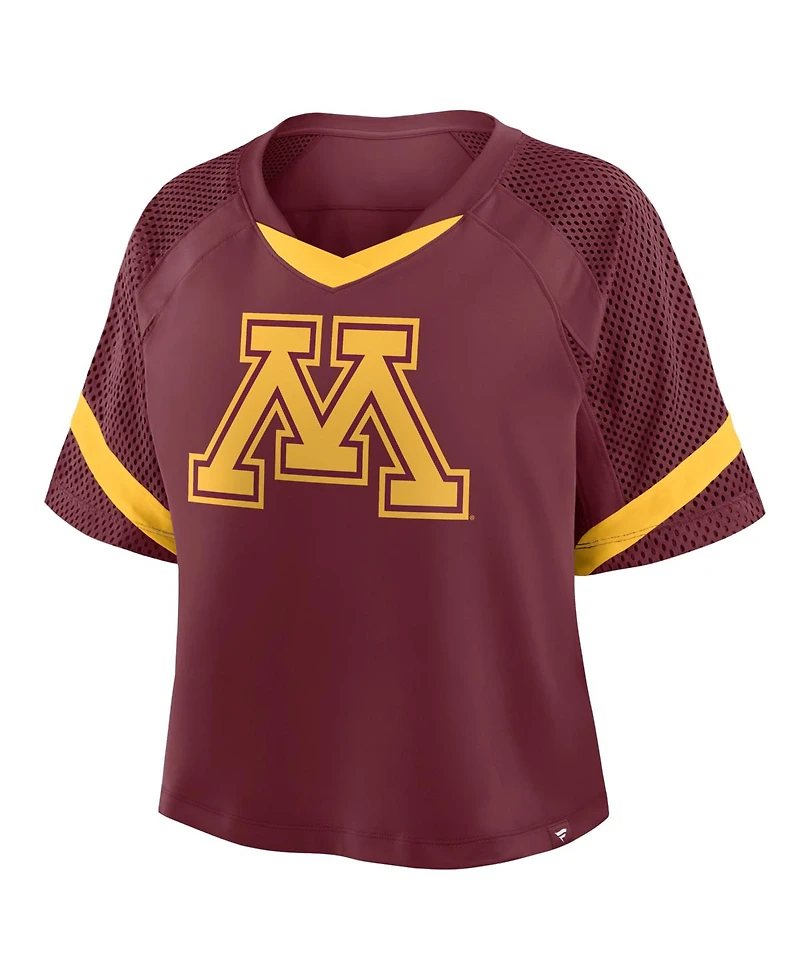 Fanatics Women's Maroon Minnesota Golden Gophers Oversized Raglan V-Neck Fashion Jersey