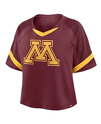 Fanatics Women's Maroon Minnesota Golden Gophers Oversized Raglan V-Neck Fashion Jersey