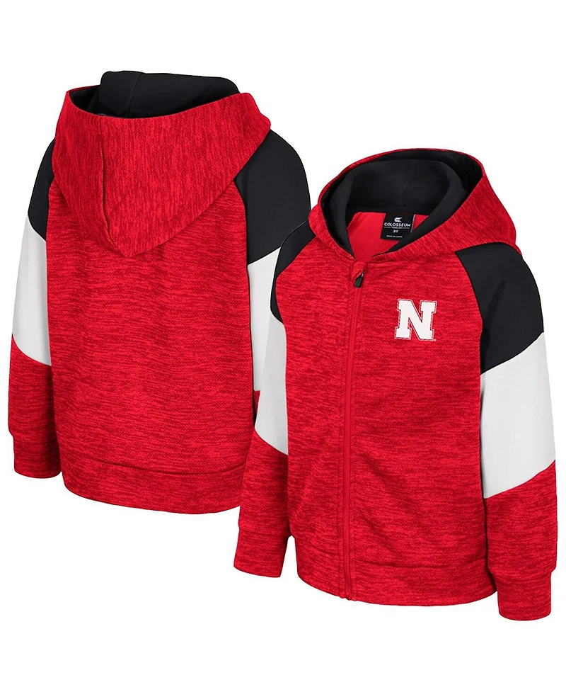 Colosseum Toddler Scarlet Nebraska Huskers Spirit Hollow Full-Zip Hoodie