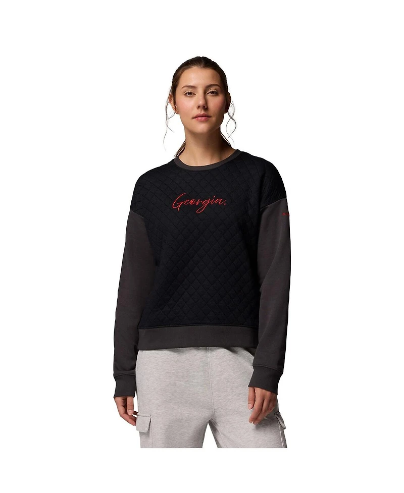 Columbia Women's Black Georgia Bulldogs Collegiate Hart Mountain Quilted Sweatshirt