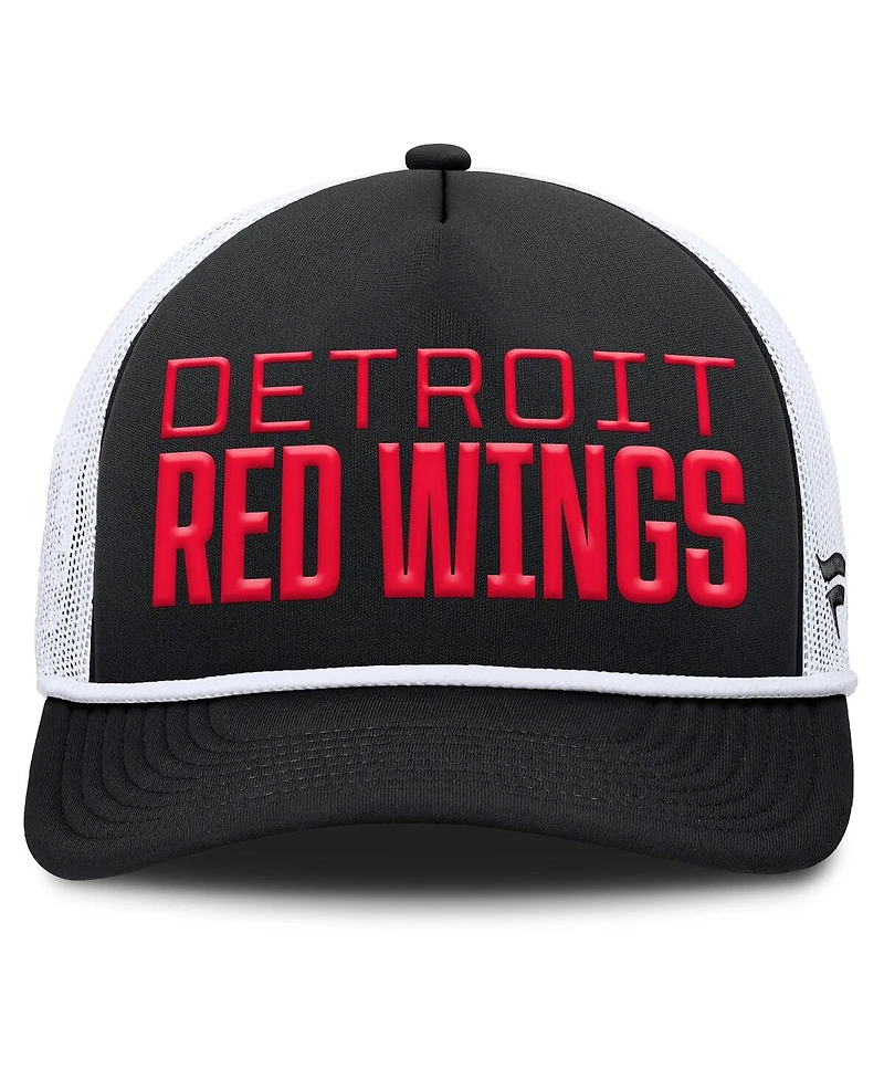 Fanatics Men's Black/White Detroit Red Wings Heritage Dutch A-Frame Trucker Adjustable Hat