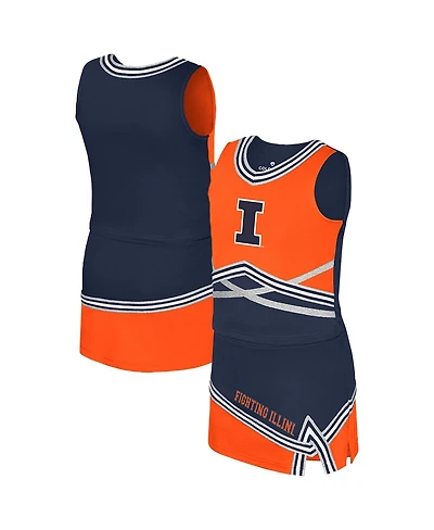 Colosseum Big Girls 2-Piece Navy Illinois Fighting Illini Lollipop Park Cheer Set