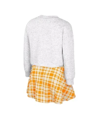Colosseum Big Girls 2-Piece Gray Tennessee Volunteers Marceline Plaid Skirt and Top Set