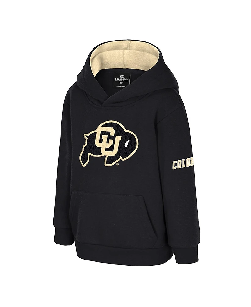 Colosseum Toddler Black Colorado Buffaloes Big Logo Volume Fleece Pullover Hoodie