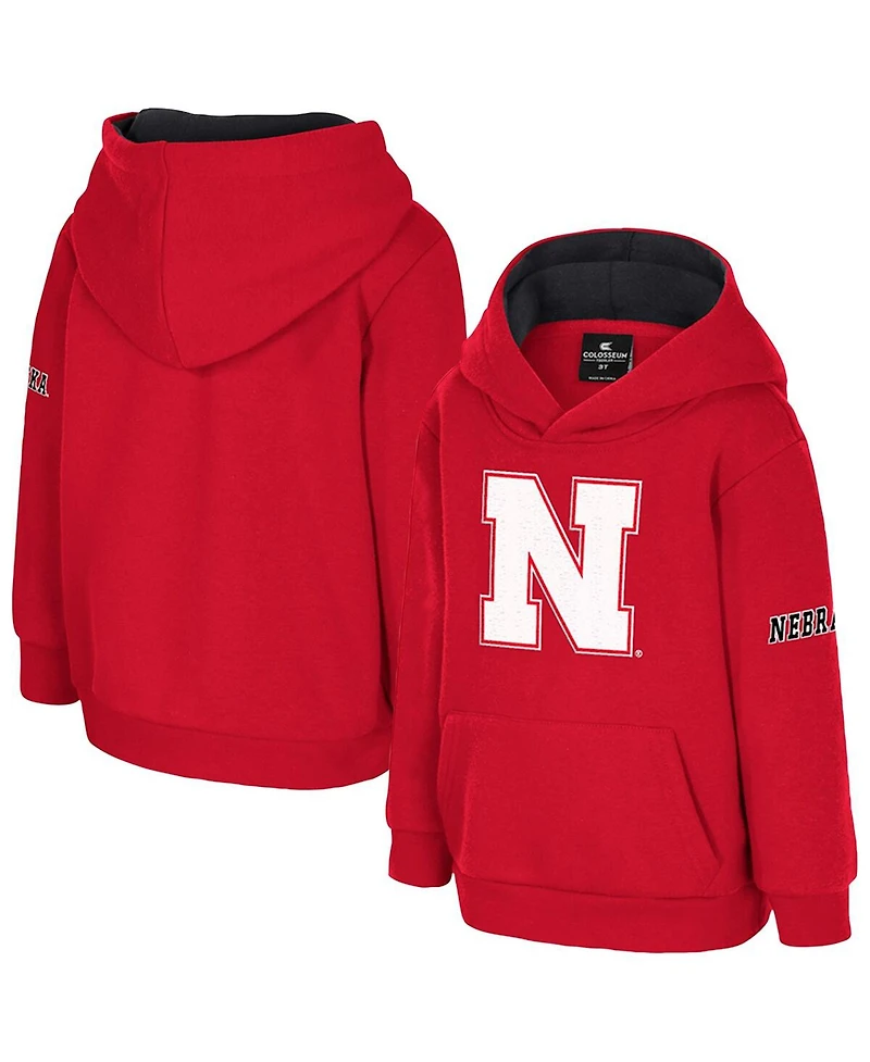 Colosseum Toddler Scarlet Nebraska Huskers Big Logo Volume Fleece Pullover Hoodie