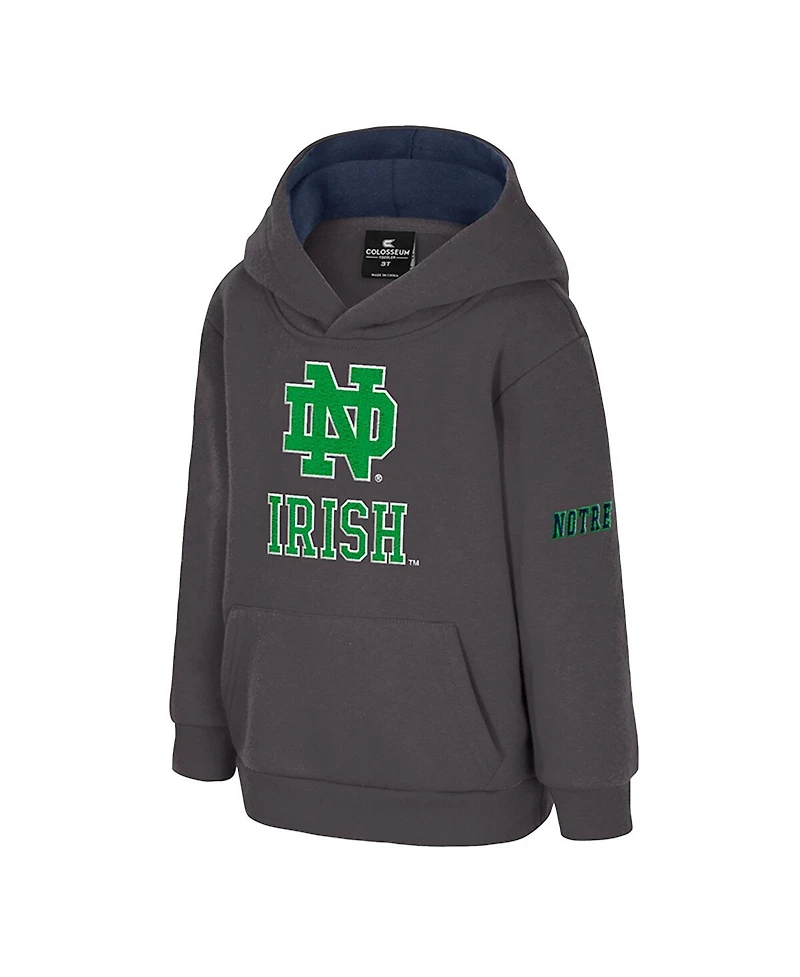 Colosseum Toddler Charcoal Notre Dame Fighting Irish Big Logo Volume Fleece Pullover Hoodie