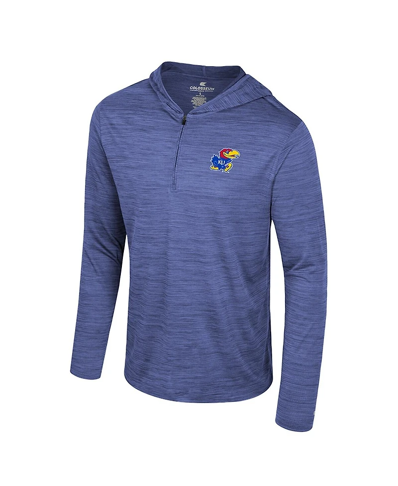 Colosseum Men's Royal Kansas Jayhawks Always Sunny Lightweight Quarter-Zip Hoodie