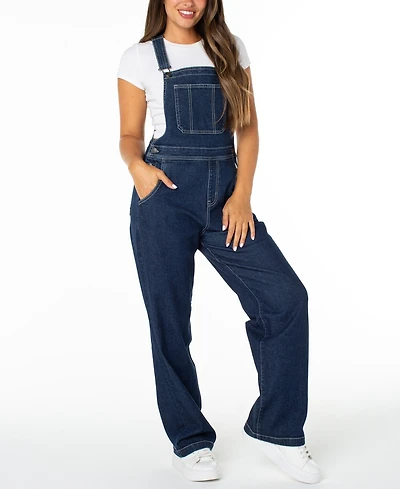 Celebrity Pink Juniors' Straight-Leg Denim Overalls