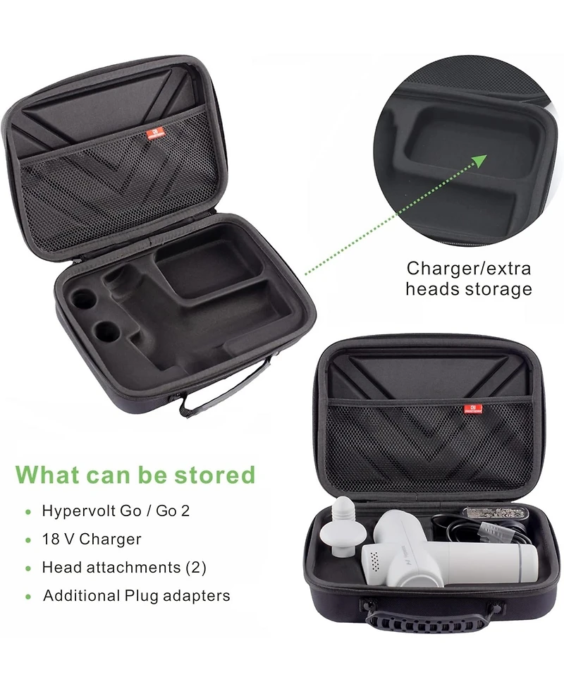 Bubm Hyperice Hypervolt Go 2 Carrying Case - Hard Shell Travel Storage Organizer Bag for Hypervolt Go Massage Gun