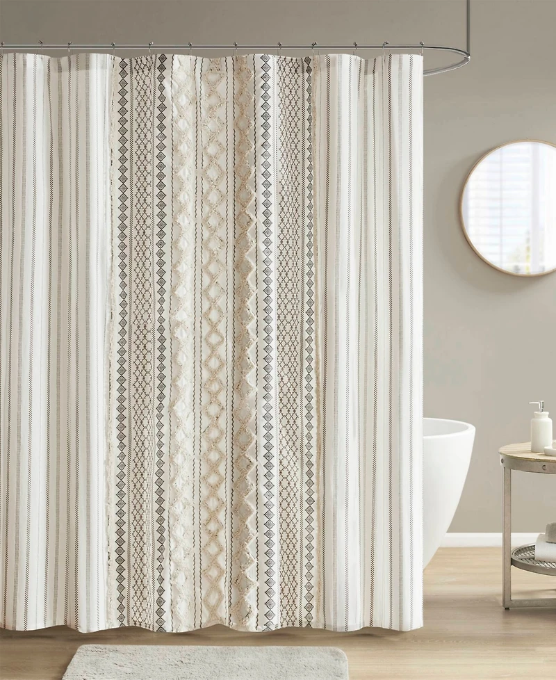 Ink+Ivy Imani Stripe Cotton Chenille Shower Curtain, 72" x