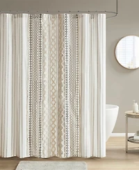 Ink+Ivy Imani Stripe Cotton Chenille Shower Curtain, 72" x