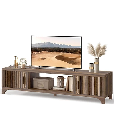 70-Inch Modern Tv Stand Mid-Century Entertainment Center with Storage for 65"/75" TVs