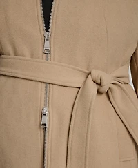 Dkny Plus Belted Zip-Up Wool Coat