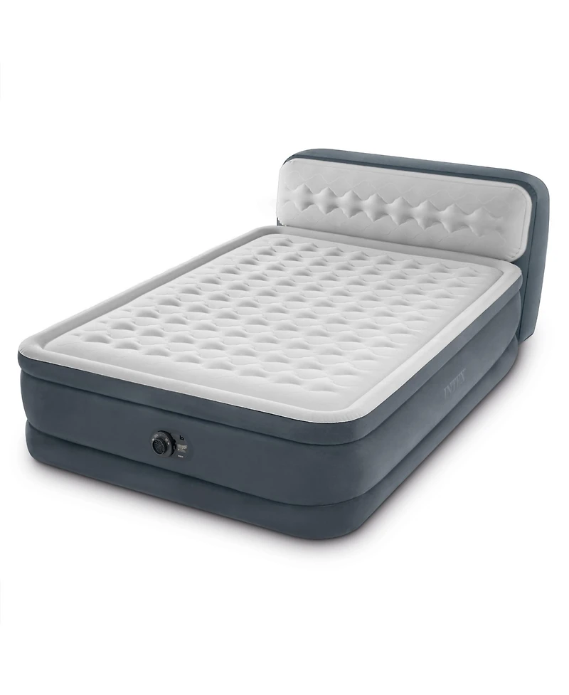 Intex Dura-Beam Deluxe Ultra Plush Headboard Queen Mattress with Built-In Pump