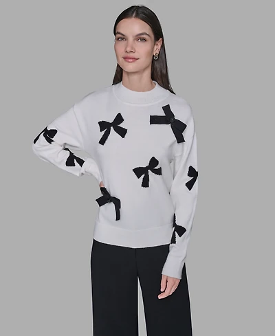 Karl Lagerfeld Paris Women's All-Over Bow Sweater