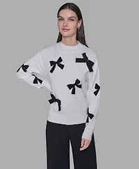 Karl Lagerfeld Paris Womens All Over Bow Sweater P Xs Xl