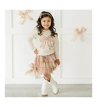 Sweet Wink Little and Big Girls Gingham Bow Patch Sweatshirt